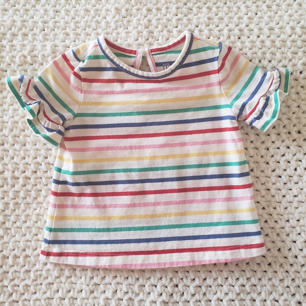Baby Gap Striped Ruffle Sleeve Top